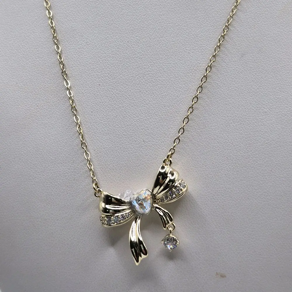 bow necklace laminated gold 14k