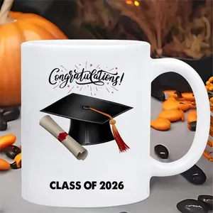 1pc Class of 2026 Graduation Mug, Insulated Reusable Coffee Cup with Grad Cap, Dishwasher Safe Gift for Graduates, Birthdays, Diploma
