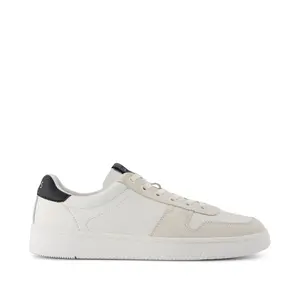 TRVL LITE Court White and Black Leather Sneaker