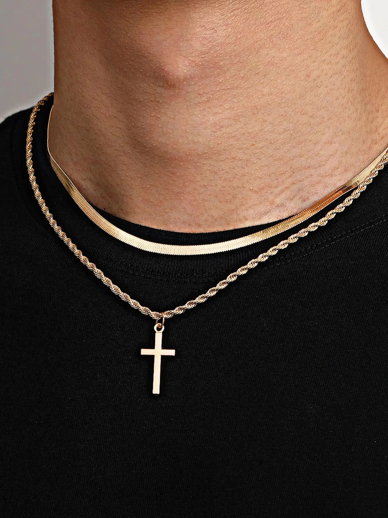 Punk Cross Detail Pendant Necklace for Men & Women, Fashion Jewelry for Party, Daily Clothing Decor, Trendy All-match & Exquisite Jewelry for Gift