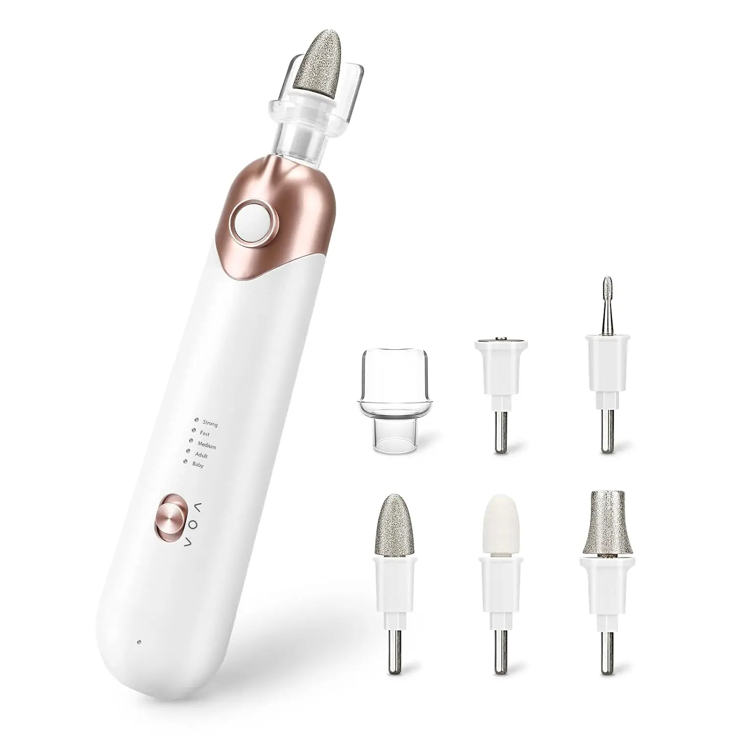 Professional Manicure Pedicure Kit, Electric  File Set, Cordless Electric  Drill Machine, 5 Speeds Hand Foot Care Tool for   Trim Polish(White)