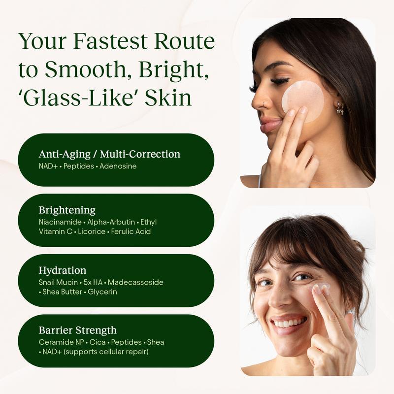 JiYu Korean Skincare Glow-Up Bundle - TonerPads & NAD+ Anti-Aging Moisturizing Cream -Maximum Hydration, Eliminate Dark Spots,Reduce Wrinkles