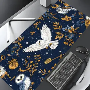Owl Pattern Mouse Pad, Large Gaming Mouse Pad, Aesthetic Desktop Decoration Protective Pad, Non-slip Rubber Pad, Suitable for Laptop, Desktop Computer Games