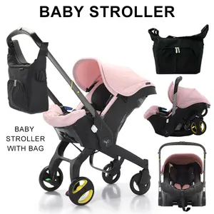 Baby Stroller with Free Bag ,Newborn Stroller,Foldable Stroller Legs,Equipped with Chest Clip,One-Click Contraction Function,Alloy Metal Material,4-wheel Travel Toddler Stroller