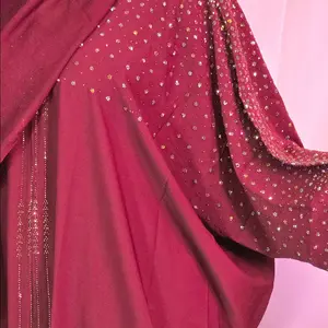 Aiza Abaya Rhinestone All Around - Elegant Red Abaya with Sparkling Rhinestone Embellishments for Special Occasions