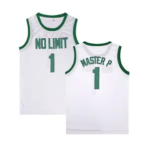 Men's White Classic Basketball Jersey #1 Round Neck High-End Embroidery Fashion Casual Sportswear