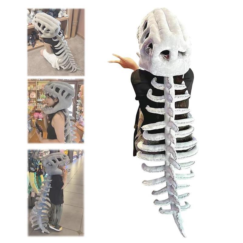 keleton Costume Set Fun Skeleton Dinosaur Costume Dress-Up Fossil Jumpsuit Cosplay Outfit Halloween