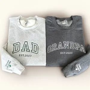 Father's Day or New Dad Gift | Custom Daddy Est. Year Embroidered Sweatshirt with Name on Sleeve