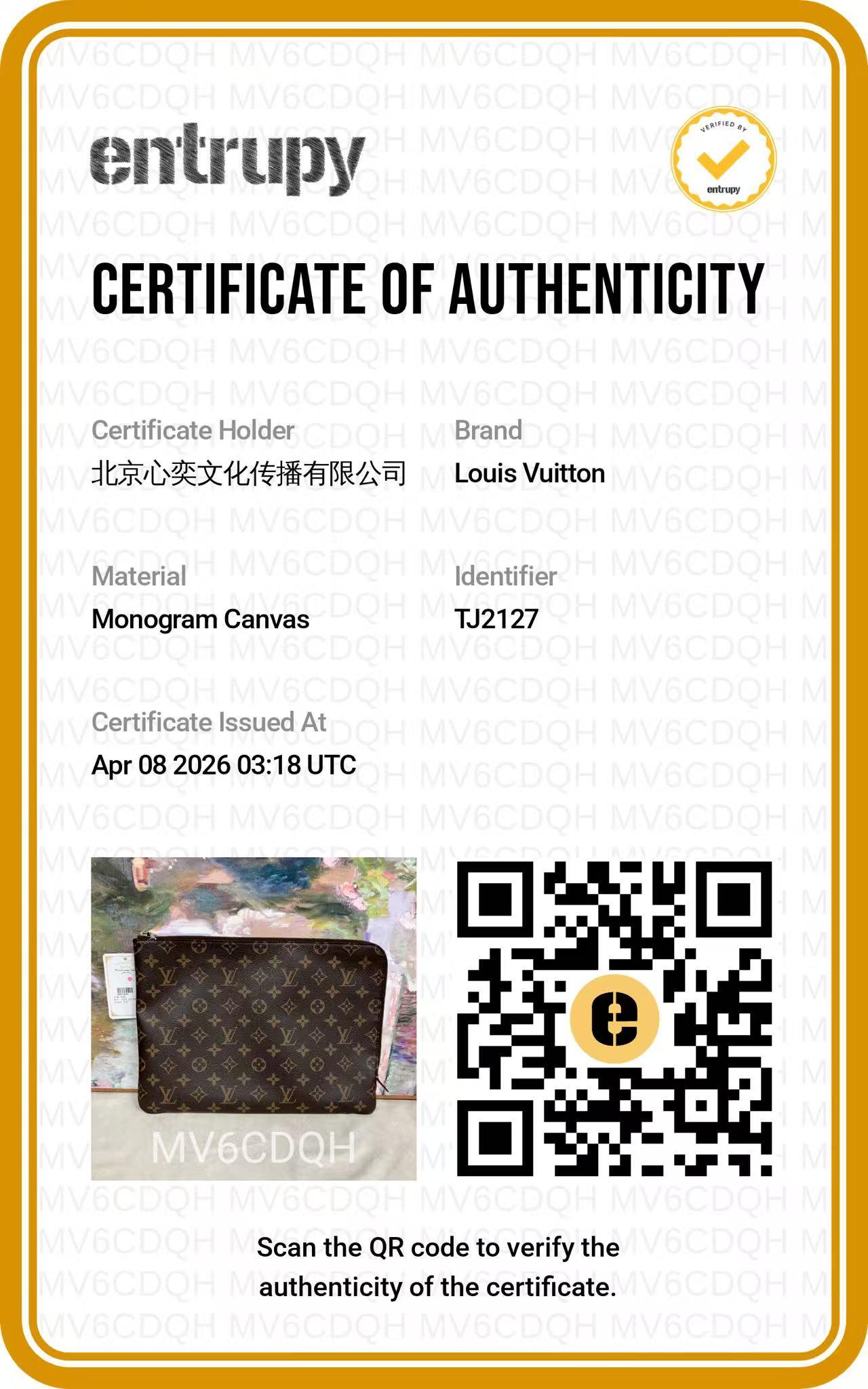 Pre-owned Louis Vuitton leather Clutches & Wristlets Etui Voyage MM Monogram Pouch