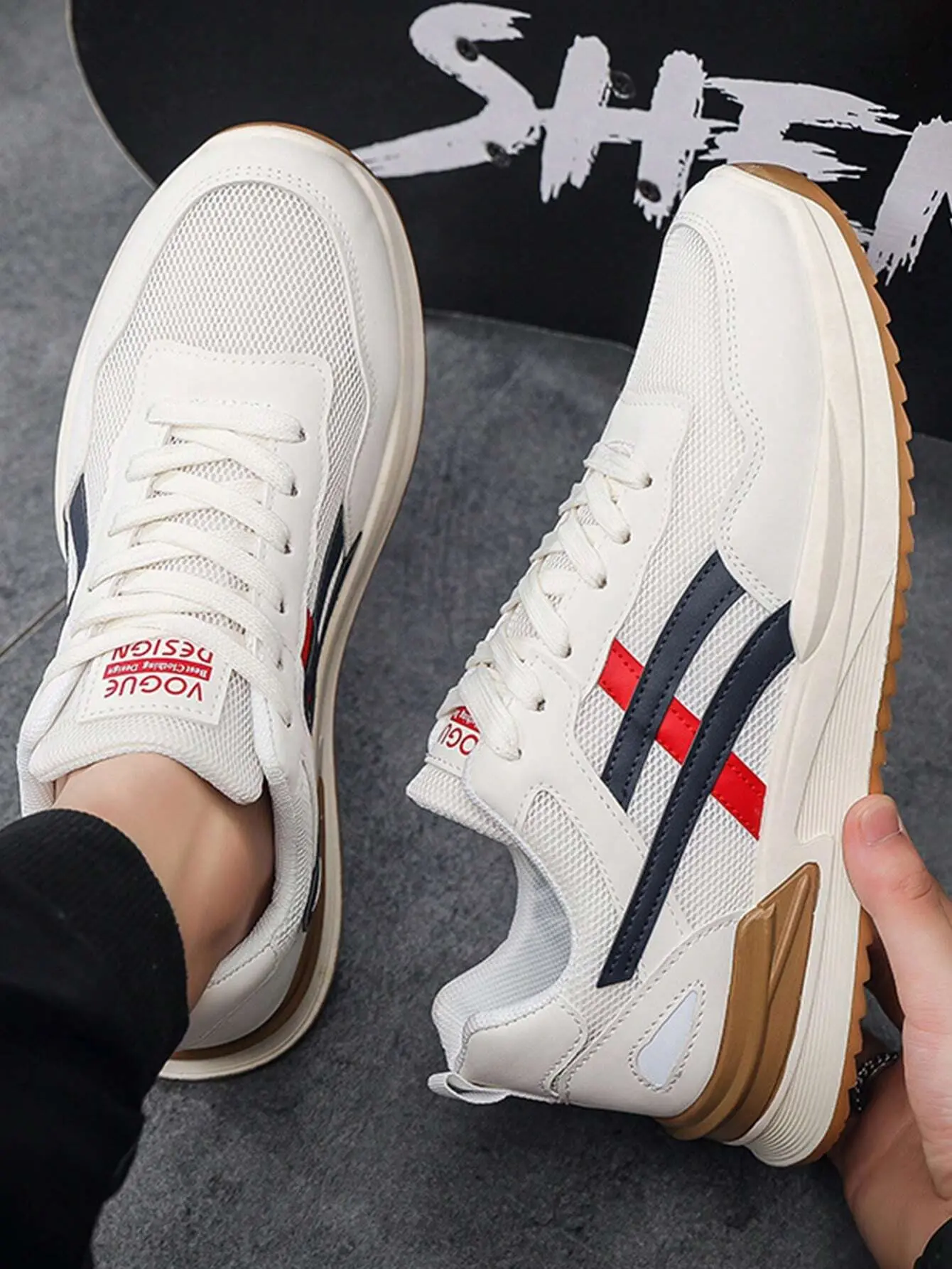 Men's Casual Mesh Sneakers, Versatile Vulcanized Rubber Sole Sport Shoes,Running Trainers, Autumn Runner Athletic skateboard shoe