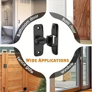 【3Pcs/set Aluminum Sliding Barn Door Lock】90/180° Flip Sliding Latch for Garage, Bathroom, and Outdoor Use, Durable & Easy Installation - Home Security & Safety Enhancer