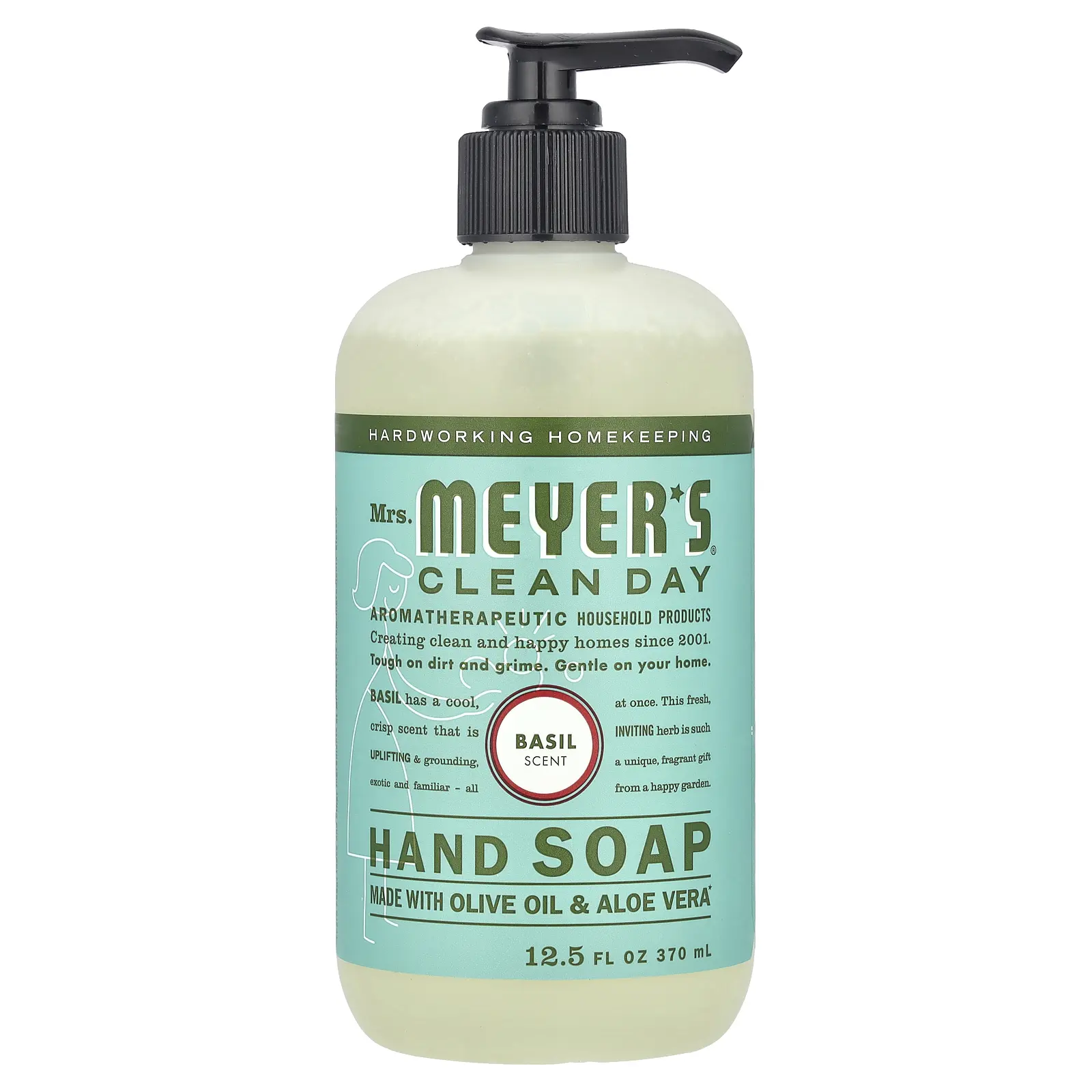 Mrs. Meyers Clean Day Hand Soap, Basil Scent, 12.5 fl oz (370 ml)