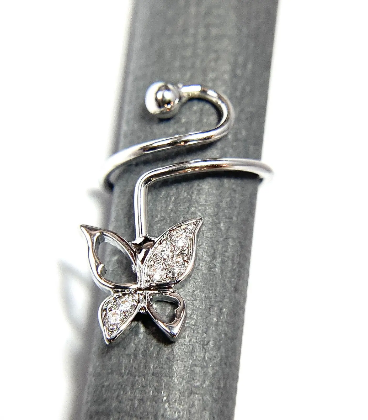 Butterfly Multi-Paved CZ Gems Adjustable Nail Ring / Toe Ring