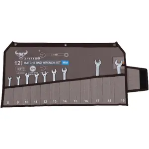 Roll Up Tool Bag Organizer 16 Pockets Metric & SAE Wrench Organizer Heavy Duty Cotton Duck Canvas, Handcrafted, Compact Tool Pouch for Easy Storage - ( Not Included)