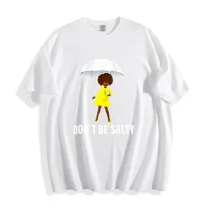 Casual Style Unisex T-Shirt With Cute Girl In Yellow Raincoat Holding Umbrella And Text Don't Be Salty Perfect For Rainy Days And Everyday Wear Ideal Gift For Friends Family And Loved Ones Who Love Fun And Positive Messages