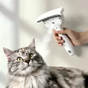 Pet Spray Grooming Brush | Anti-Static Deshedding Comb with 2-Step Spray for Cats & Dogs