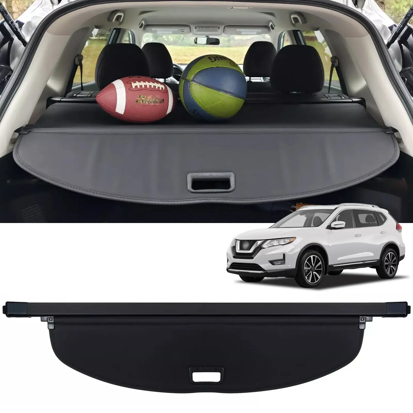 2014-2020 Nissan X-Trail Platinum SV S SL - Retractable Cargo Cover - Waterproof All-Weather Privacy Shield, Retractable Cover, Waterproof Shield (Not for Rogue Select/Rogue Sport) | Car Interior Accessory