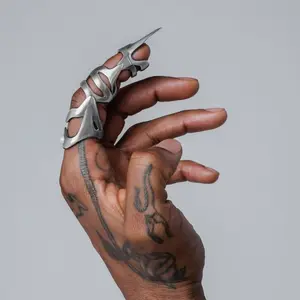 Punk Armour Rings Gothic Rock Machinery Scroll Joint Armor Knuckle Knight Metal Multilayer Finger Rings Cosplay Jewelry Git
