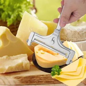 Cheese Cutter, Stainless Steel Cheese Slicer with 4pcs Extra Wires Adjustable Handheld Butter Block Cutter for Cheddar Gruyere Mozzarella Kitchen Slicing Tools