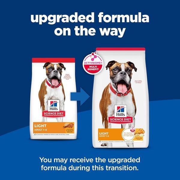 Science Diet Light , Adult 1-6, Weight Management Support, Dry Dog Food, Chicken & Barley, 30 lb Bag