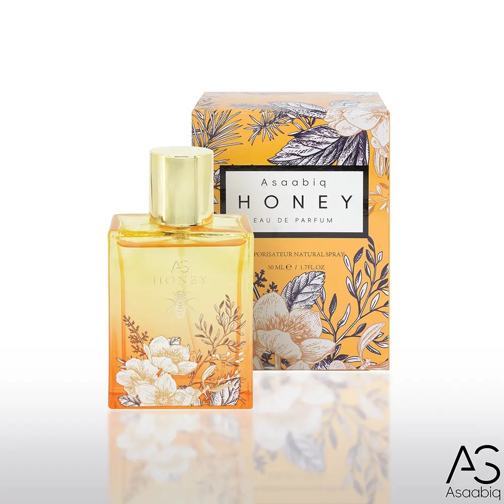Asaabiq HONEY 50ml/1.7oz Eau de Parfum Unisex Floral-Fruity Gourmand Long Lasting Fragrance Floral Fruity Gourmand with Honey, Blackcurrant, Peach Notes Spray Gift for Men Women