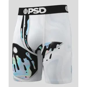 PSD Men's Playboy Slick Boxer Brief - Standard Length 7 Inch Inseam, Soft and Breathable Poly Blend Fabric