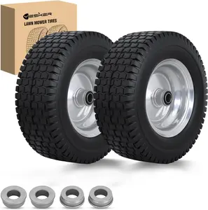 Yesker 13x5.00-6 Solid Lawn Mower Tires, 13" Flat-Free Polyurethane Tire with 3/4" Axle Bore & 3" Hub Length, Airless Replacement Wheels for Riding Lawn Mowers, 2 Pack