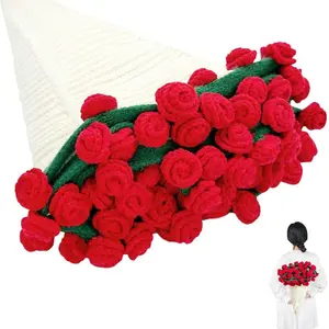 Rose Pattern Gravity Throw Blanket, Handmade Crochet Blanket, Soft Warm Nap Blanket for Home Office Travel, Gift for Girlfriend, Bedroom Refresh Decor, Rose Flower Blanket, Floral Blanket