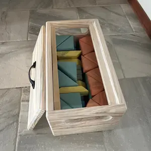 Wooden block set with storage box