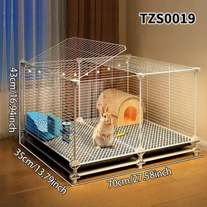 Rabbit Cage with Tray for Small Pets, Automatic Waste Cleanup, Indoor Transparent Viewing Villa, Ideal Rabbit Home, Rabbit Playpen