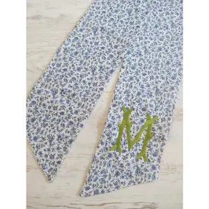 Chinoiserie Wreath Sash: Embroidered Monogram Door Hanger Grandmillienial wreath sash, monogram door decor