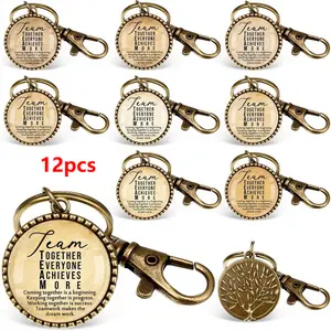 12pcs Team Thank You Gifts |   Bulk Employee Appreciation Keychains For Women Men Christmas Best Team Gifts, Tree Shape, Bronze, Zinc Alloy - Linno