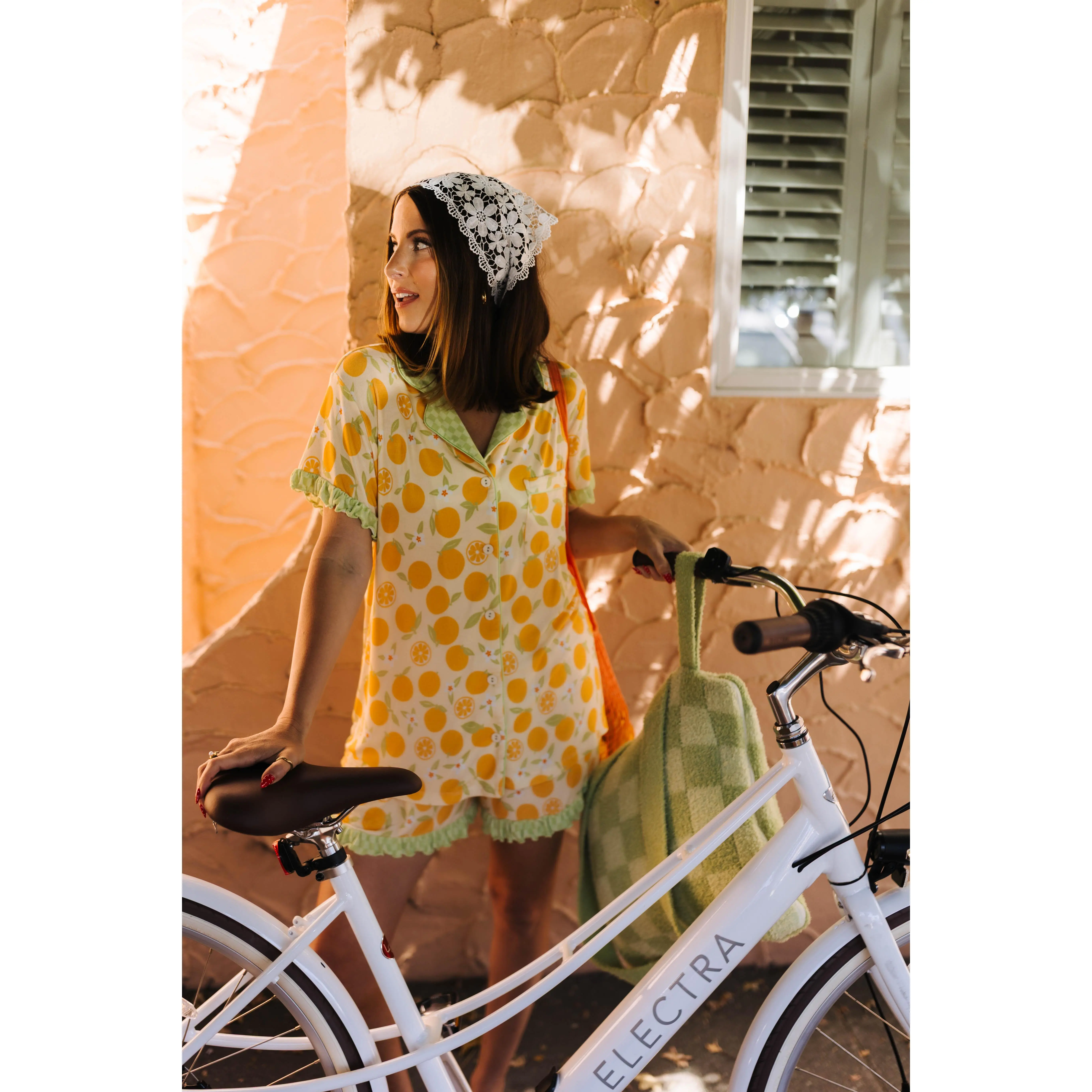 Adult Orange Short PJ Set With Pockets