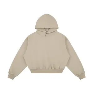 Oversized Blank Snap Collar Hoodie with Side Pockets
