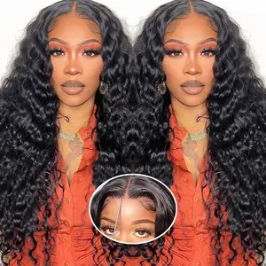 Wear and go wigs Human Hair Pre Plucked Pre Cut Wear and Go Glueless Wig 5X5 HD Deep Wave Lace Front Wigs Human Hair for Black Women Frontal Wigs with Natural Hairline