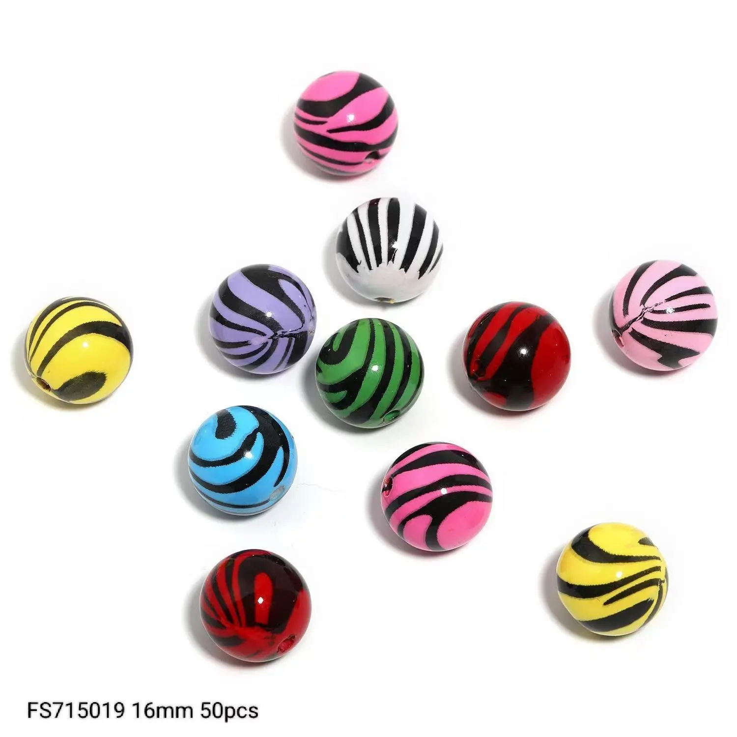 FS715019 16mm50pcs Striped beads