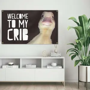 Welcome to My Crib 3x5Ft Flag Funny Banner Party Supplies Yard Tapestry for College Room Man Cave Teen Boys and Girls Wall Hanging Decoration Flags Bedroom Dorm