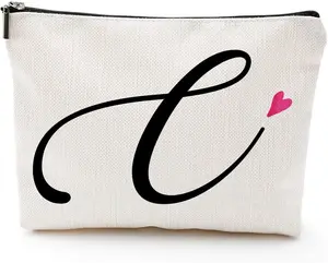 C Initial Monogram Personalized Travel Makeup Bag,Cosmetic Bag Gifts with Zipper Waterproof(Makeup bag-Letter C)