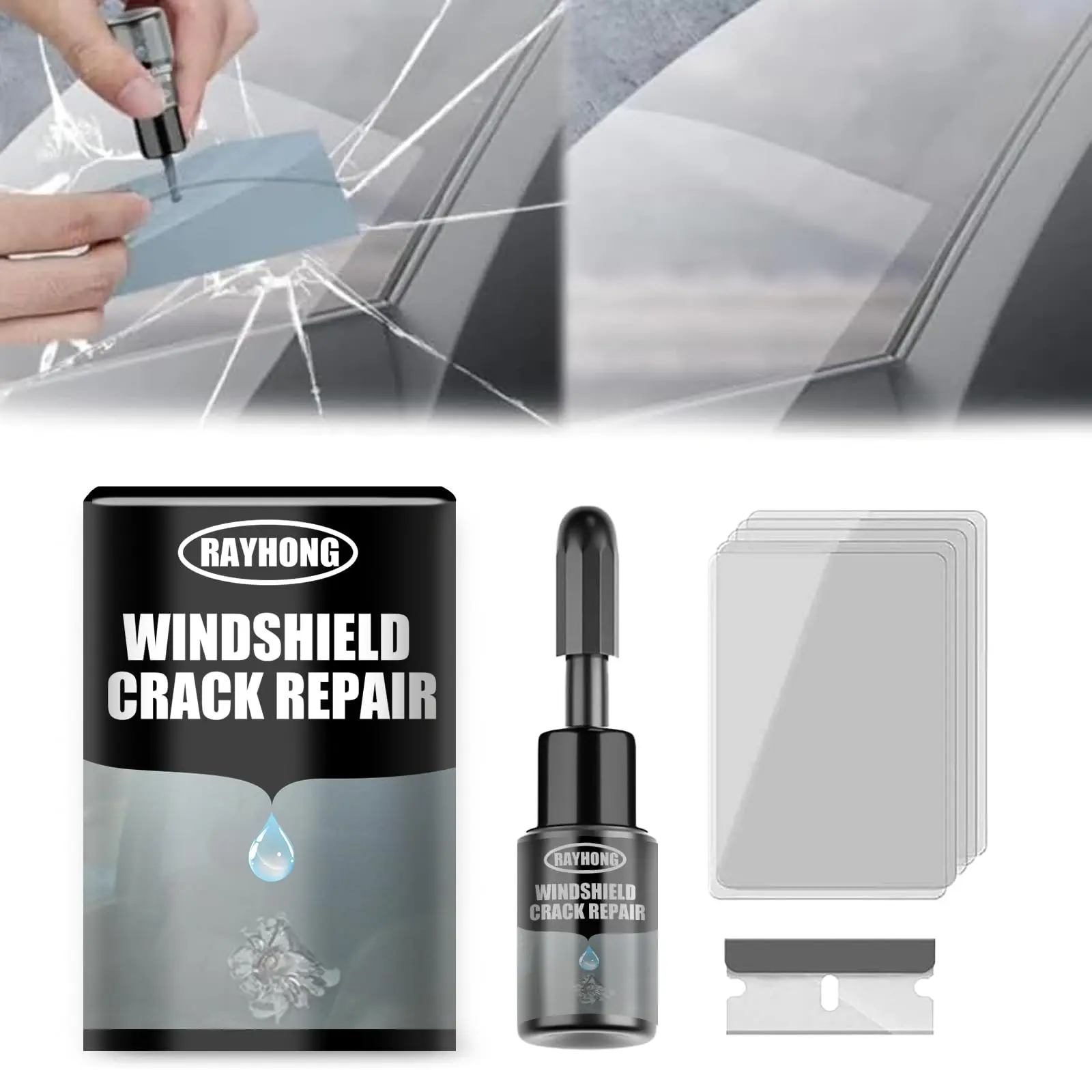 Car Windshield Crack Repair Fluid,Glass Kit,Upgrade Tool for Truck Bus | New Formula,Penetrates Deep Fills Gaps,Clear Finish Residue Free,Portable Glass Repair Tool for Car Truck Bus