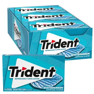 Trident Wintergreen Sugar-Free Chewing Gum, 12 Packs of 14 Pieces (168 Total Pieces)