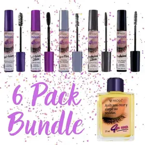 Prosa Viral 6 Pack - 4 in 1 Mascara Collection - Professional Silicone Brush for Natural Lash Definition & Longer Length - Makeup Smooth Flawless Cosmetic