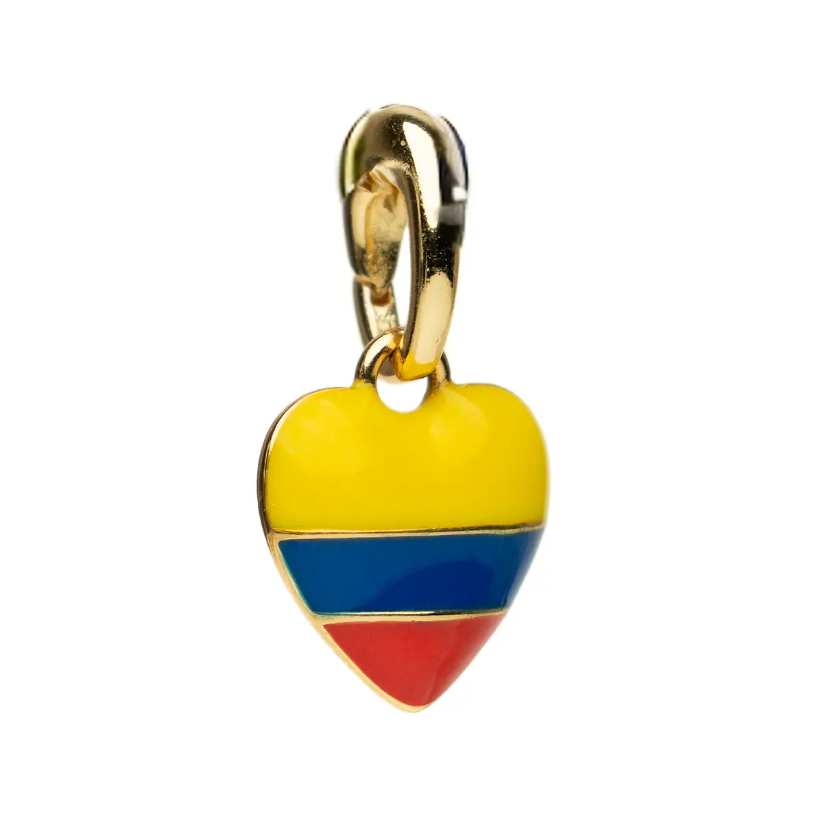 Colombia Flag Charm, Heart, Stainless Steel