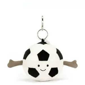 Authentic Jellycat Soccer Ball Keychain – Stuffed Animal Keychains, Cute Animals, Fun Gift Ideas for Kids, Birthdays and Collectors, Keychains