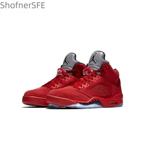 Red Retro Anti-Slip Wear-Resistant Basketball Shoes for Men Comfortable and Durable Design