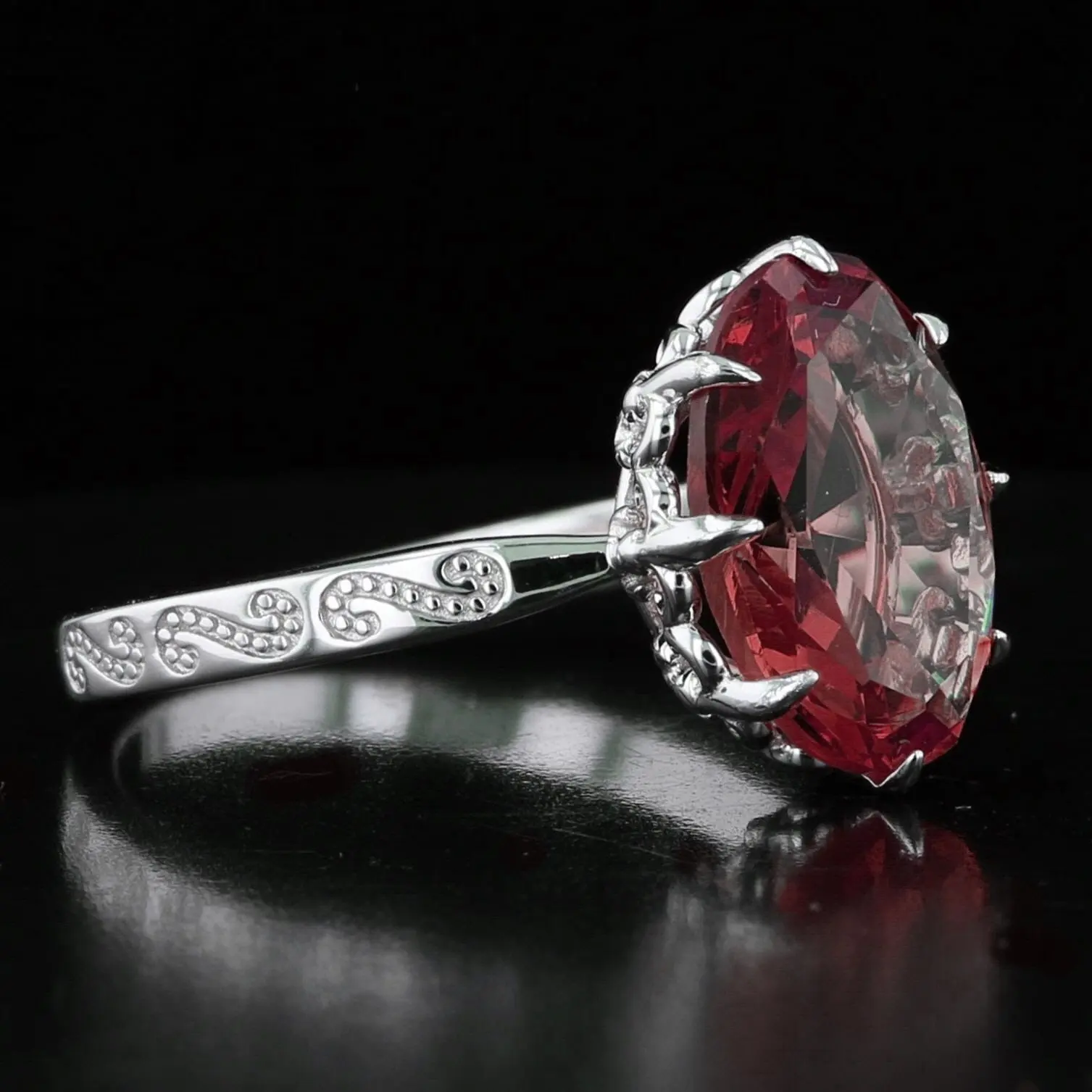 VooDooStone Ring with Fleur De Lis Prongs Ring