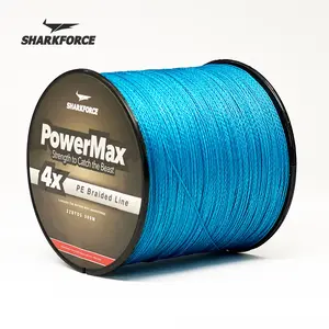 Sharkforce 300m fishing line, Powermax 4 Strand Pe Braided Line, Ultra Strong Anti-Cut Fishing Line, Blue, Ideal for Lure Carp Bass Fishing, Fishing Accessories