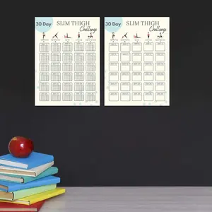 30 Day Slim Thigh Challenge Workout Posters - Set of 2, 8x10 Inch Body Toning Leg Exercises Flip Charts - Fitness Planner for Thigh Slimming & Muscle Building - Unframed Paper Exercise Tracking Sheets