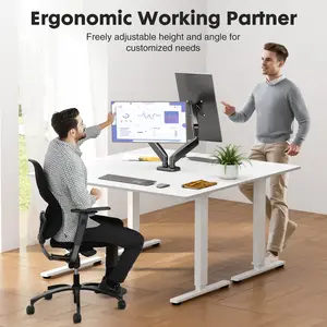 Dual Monitor Stand-Full Adjustable Monitor Desk Mount Swivel Vesa Bracket with C Clamp,Grommet Mounting Base for 13 to 30 Inch Computer Screens - Each Arm Holds 4.4 to 19.8lbs Dual Monitor Stand Arm, Gas Spring 2 Monitor Desk Mount Adjustable Height Sw