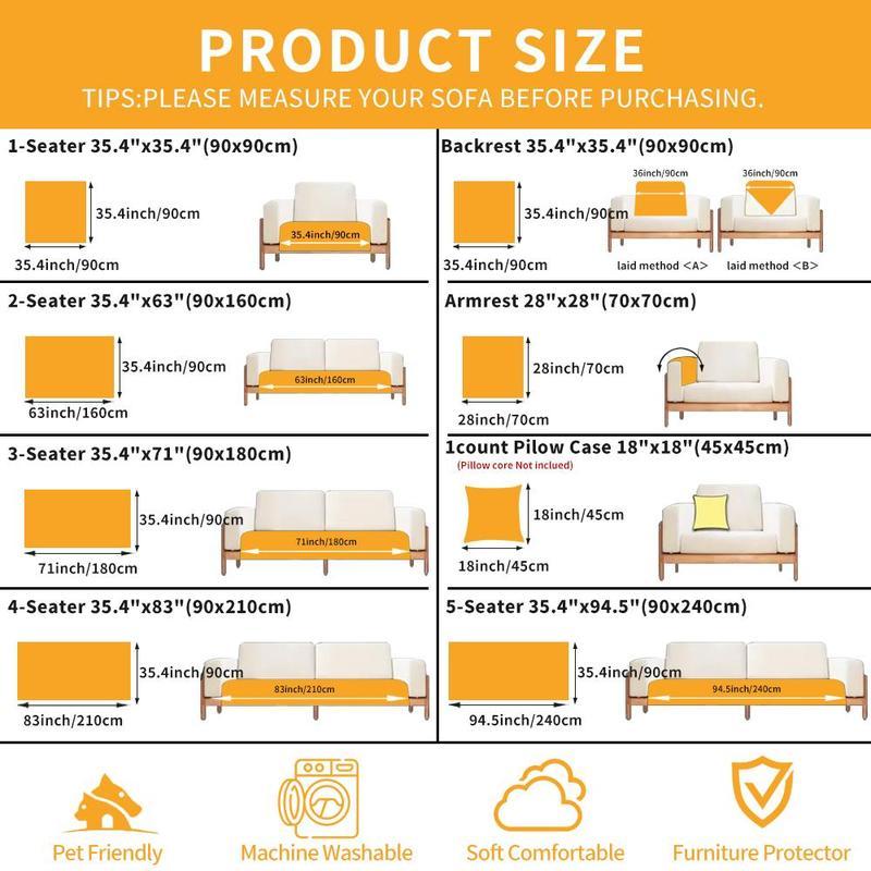 Solid Color Sofa Cover,For Boneless Chaise Lounge Sofa Bed Non-slip Sofa Slipcover,Soft Comfortable Sofa Towel Or Throw Pillowcase,Sofa Protector for Home Living Room