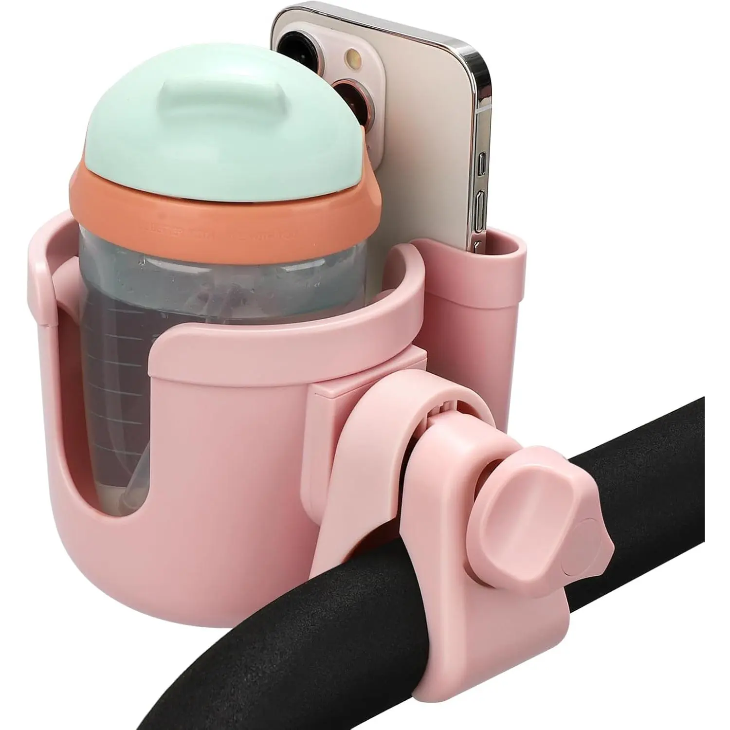 Stroller Cup Holder with Phone Holder, Bike Cup Holder, Universal Cup Holder for Uppababy Nuna Doona Strollers, 2-in-1 Cup Phone Holder for Stroller Bike Wheelchair Walker Accessory Stroller Cup Holder with Phone Holder, Bike Cup Holder, Universal Cup Holder for Uppababy Nuna Doona Strollers, 2-in-1 Cup Phone Holder for Stroller Bike Wheelchair Walker Accessory